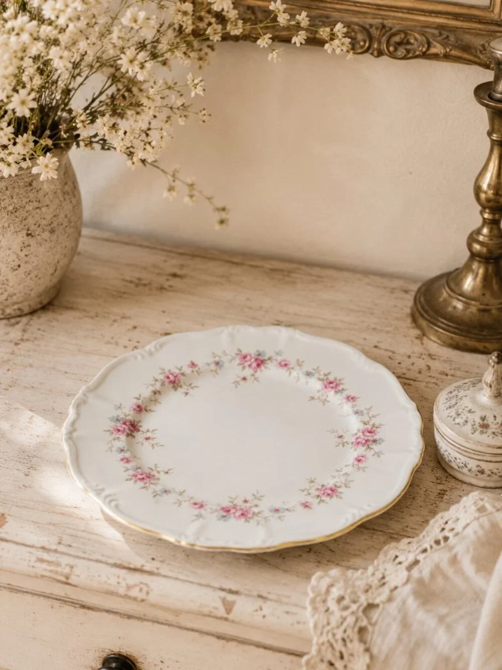 Vintage Edelstein Bavaria Florence Pattern Dinner Plate With Scalloped Edges